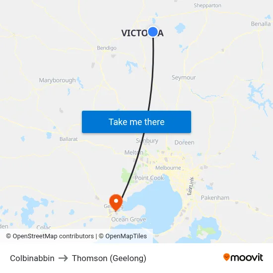Colbinabbin to Thomson (Geelong) map