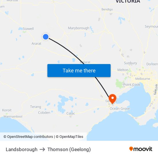 Landsborough to Thomson (Geelong) map