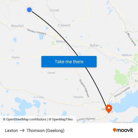 Lexton to Thomson (Geelong) map