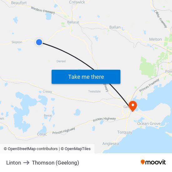 Linton to Thomson (Geelong) map