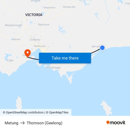 Metung to Thomson (Geelong) map