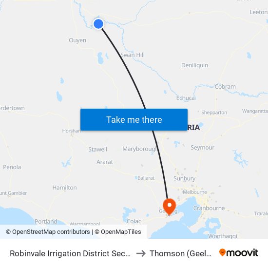 Robinvale Irrigation District Section B to Thomson (Geelong) map