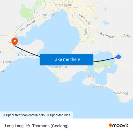 Lang Lang to Thomson (Geelong) map