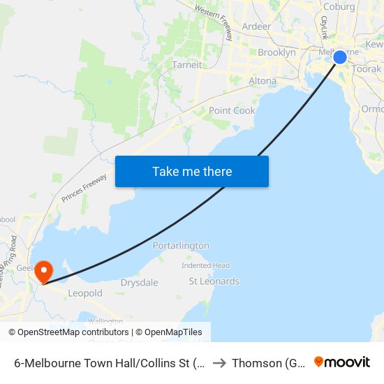 6-Melbourne Town Hall/Collins St (Melbourne City) to Thomson (Geelong) map