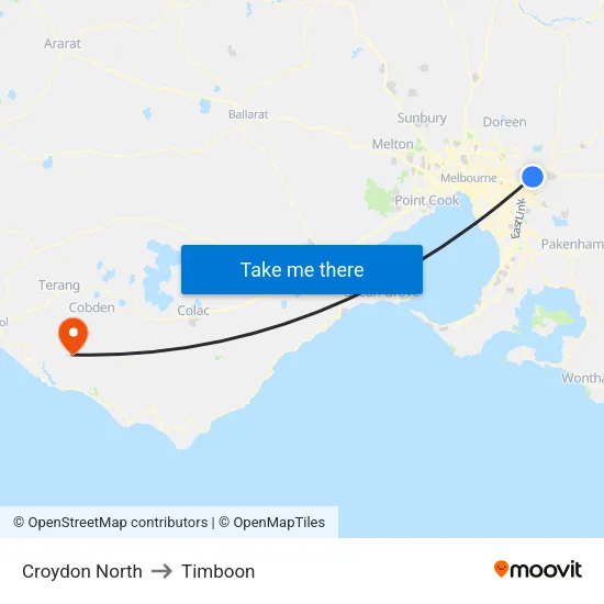Croydon North to Timboon map