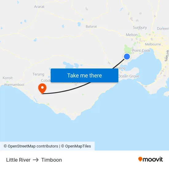 Little River to Timboon map
