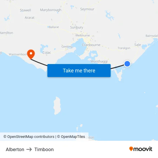Alberton to Timboon map