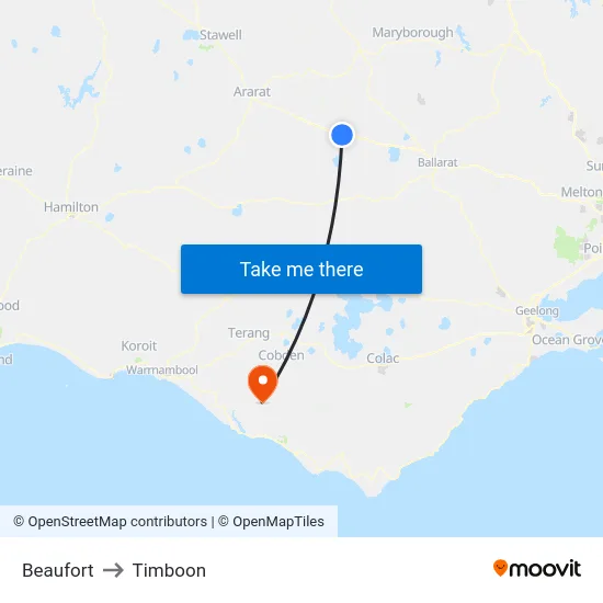 Beaufort to Timboon map