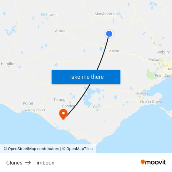 Clunes to Timboon map