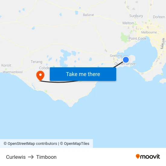 Curlewis to Timboon map