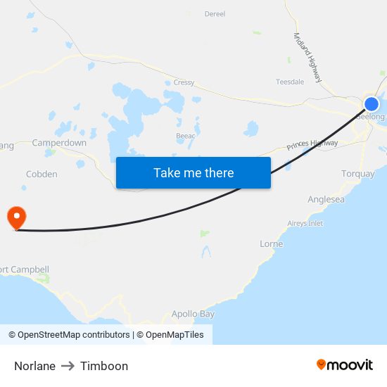 Norlane to Timboon map