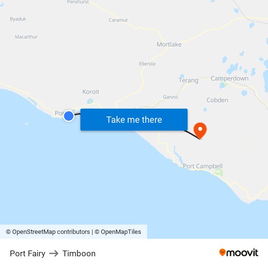 Port Fairy to Timboon map