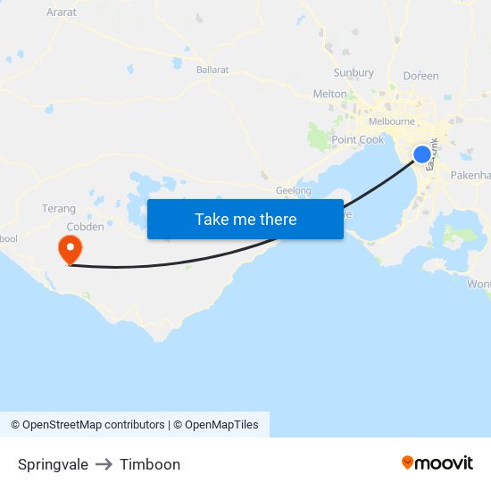 Springvale to Timboon map