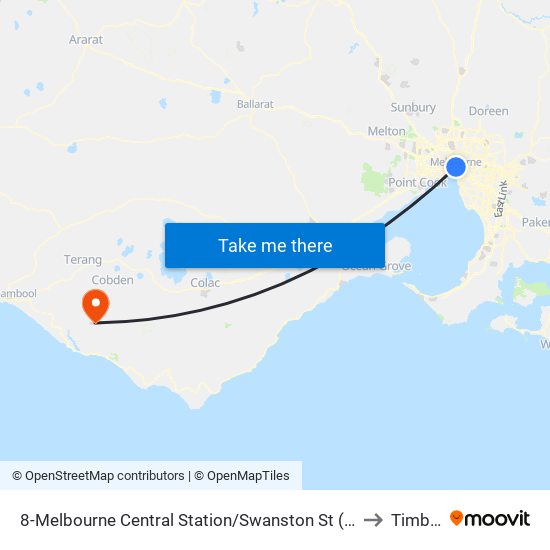 8-Melbourne Central Station/Swanston St (Melbourne City) to Timboon map