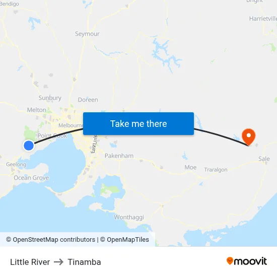 Little River to Tinamba map