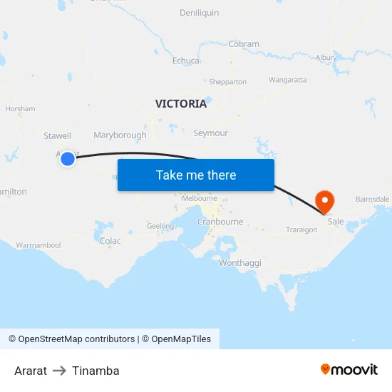 Ararat to Tinamba map