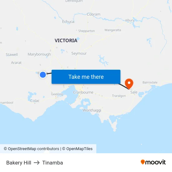 Bakery Hill to Tinamba map