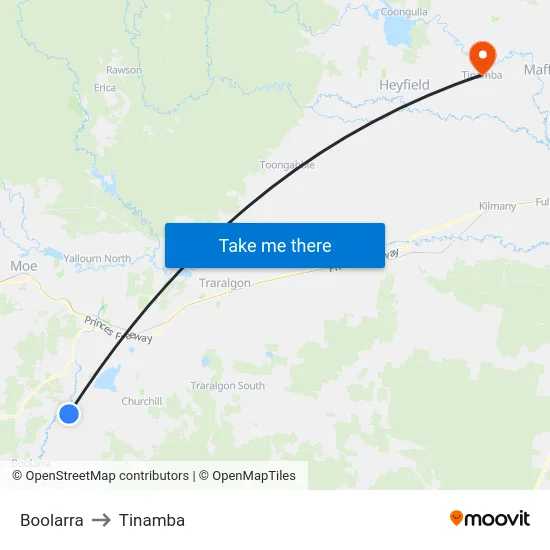 Boolarra to Tinamba map