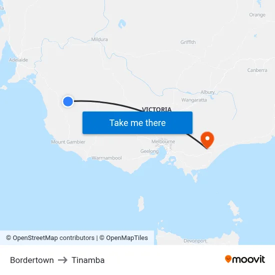 Bordertown to Tinamba map