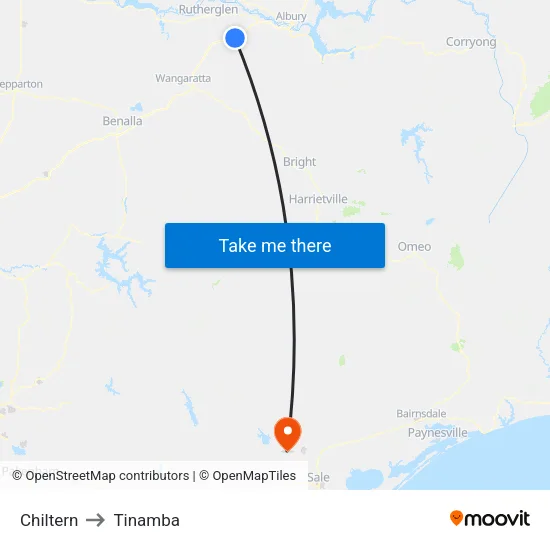 Chiltern to Tinamba map