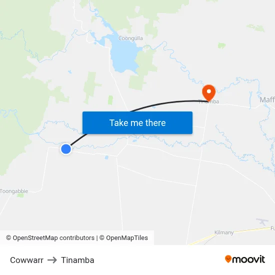 Cowwarr to Tinamba map