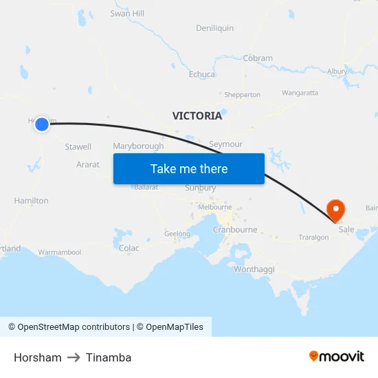 Horsham to Tinamba map