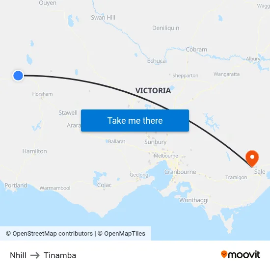 Nhill to Tinamba map
