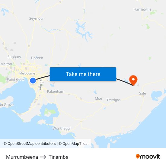 Murrumbeena to Tinamba map