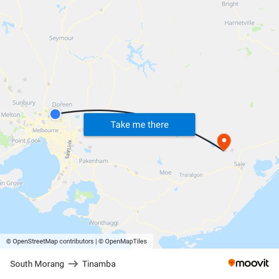 South Morang to Tinamba map
