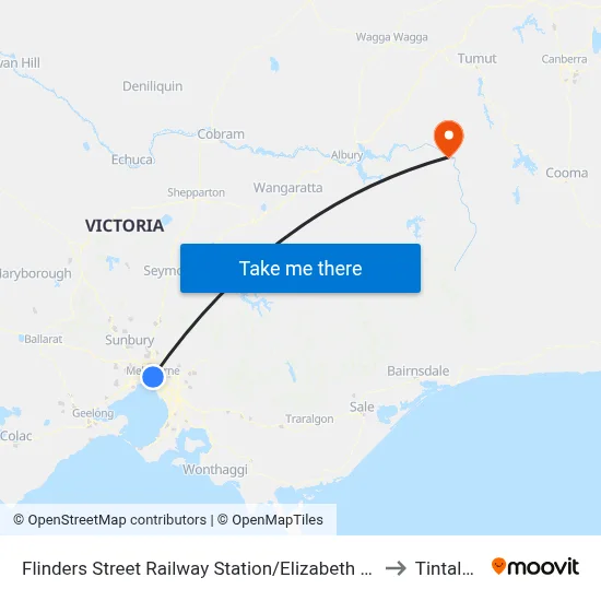 Flinders Street Railway Station/Elizabeth St #1 to Tintaldra map