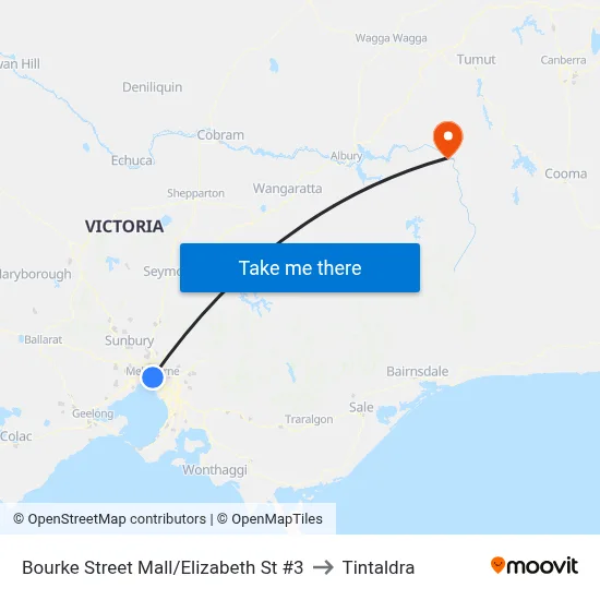 Bourke Street Mall/Elizabeth St #3 to Tintaldra map