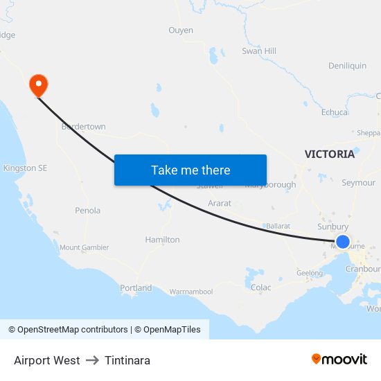 Airport West to Tintinara map