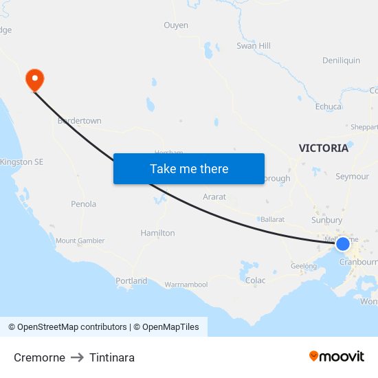 Cremorne to Tintinara map