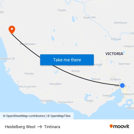 Heidelberg West to Tintinara map