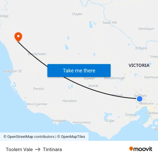 Toolern Vale to Tintinara map
