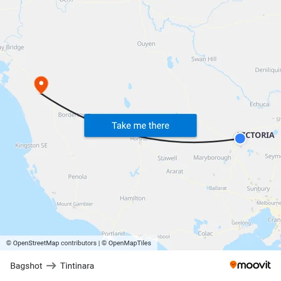 Bagshot to Tintinara map