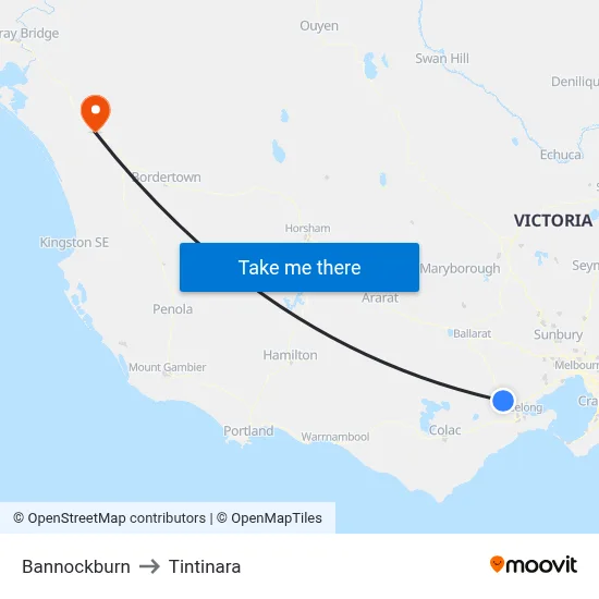 Bannockburn to Tintinara map