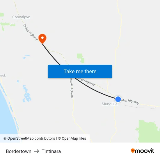 Bordertown to Tintinara map