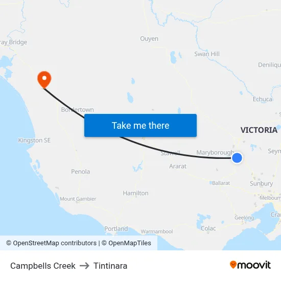 Campbells Creek to Tintinara map