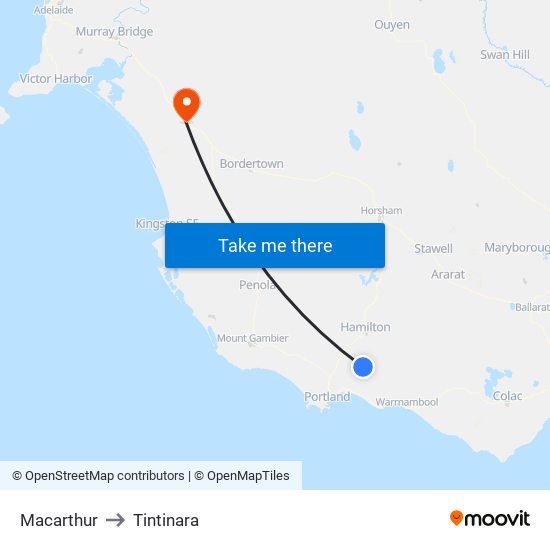 Macarthur to Tintinara map