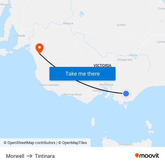 Morwell to Tintinara map
