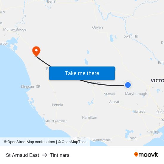 St Arnaud East to Tintinara map