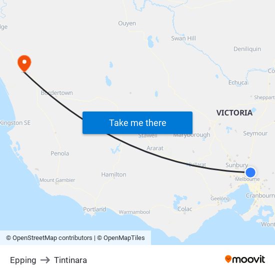 Epping to Tintinara map