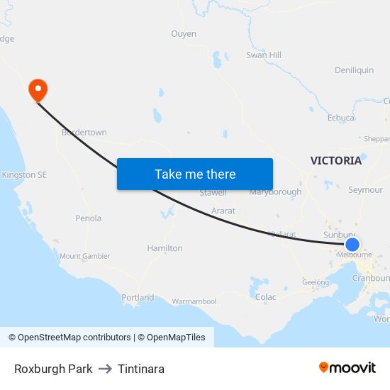 Roxburgh Park to Tintinara map