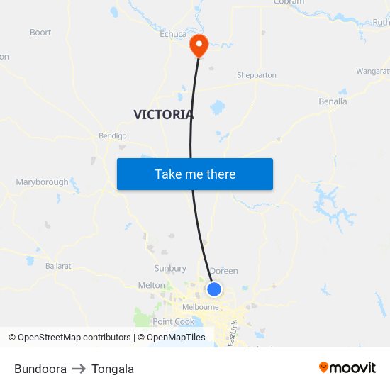 Bundoora to Tongala map