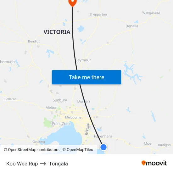 Koo Wee Rup to Tongala map