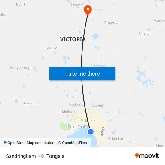 Sandringham to Tongala map
