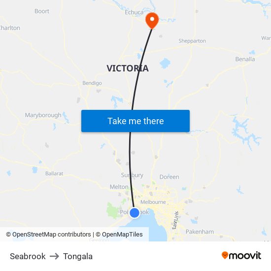 Seabrook to Tongala map