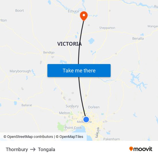 Thornbury to Tongala map
