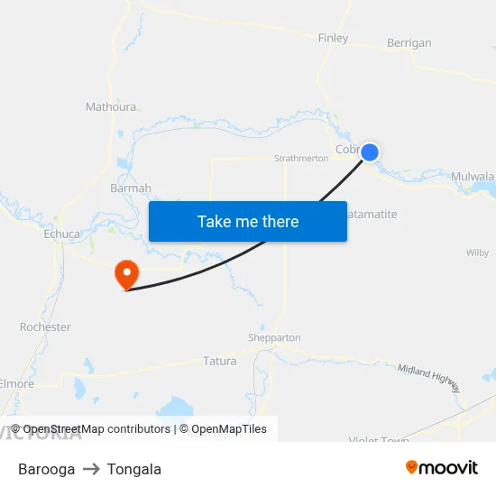Barooga to Tongala map